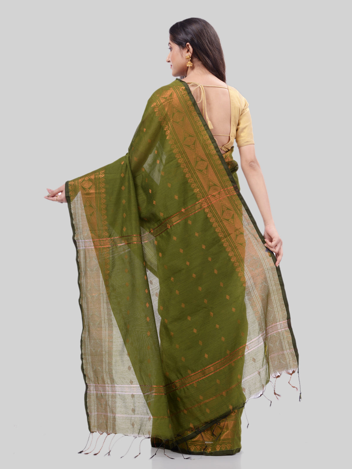 Women's Bengal Cotton Silk Pure Handloom Saree Kohinoor Work With Blouse Piece - Piyari Fashion