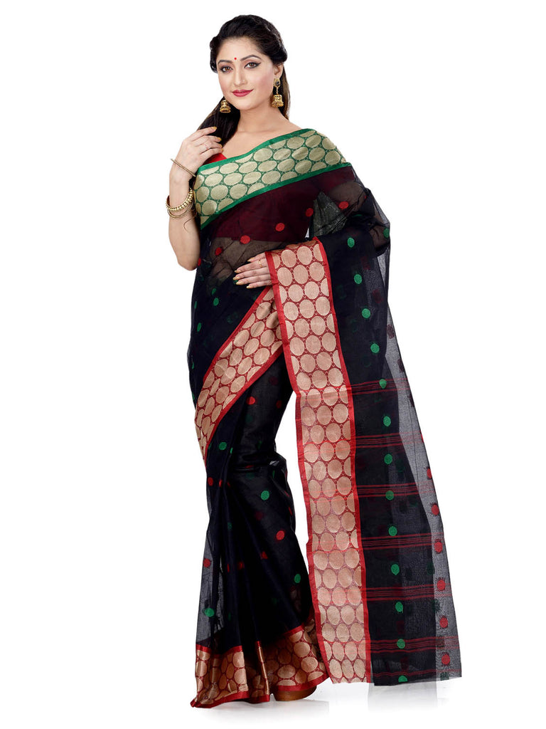 Women's Cotton Navy Blue Tant Saree