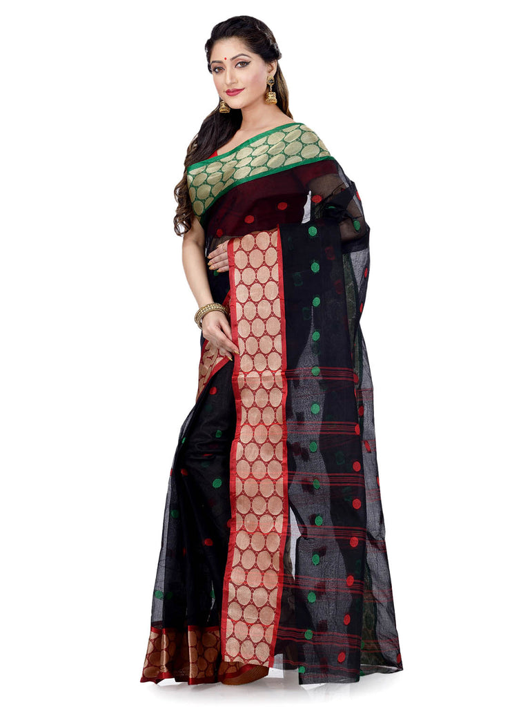 Women's Cotton Navy Blue Tant Saree