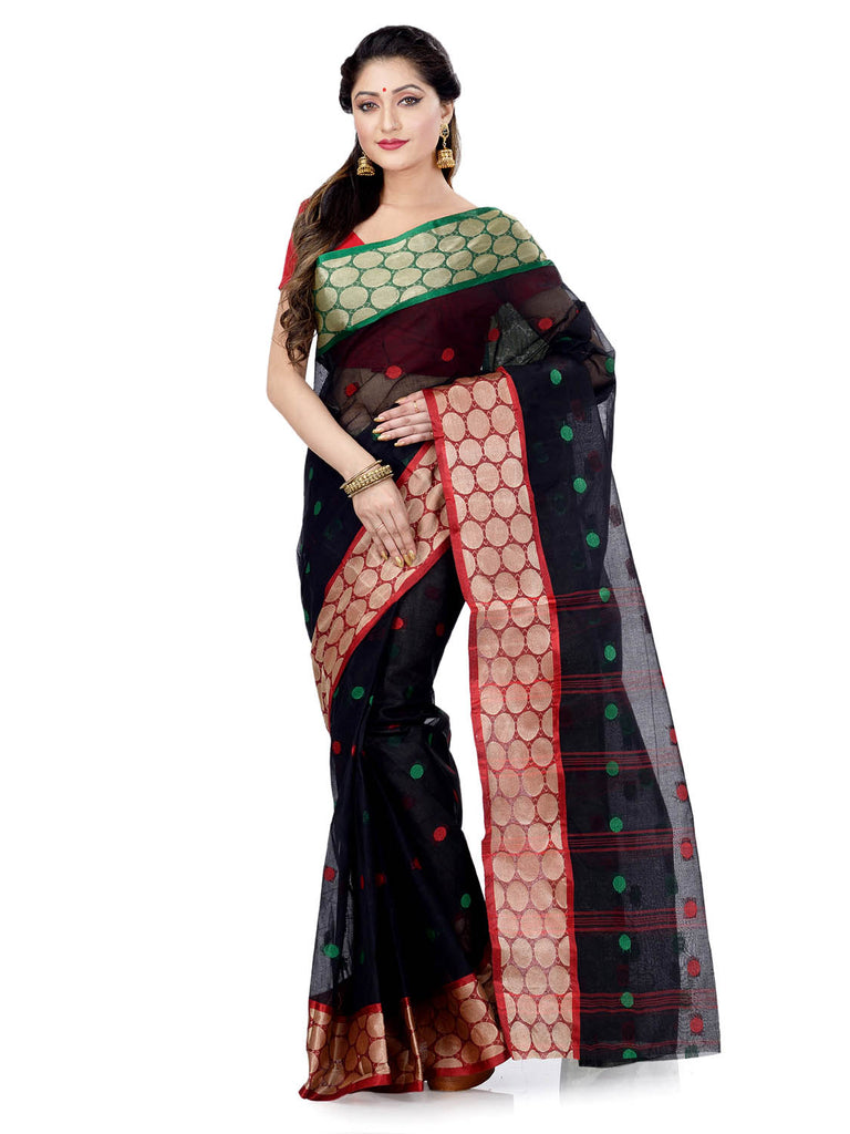 Women's Cotton Navy Blue Tant Saree