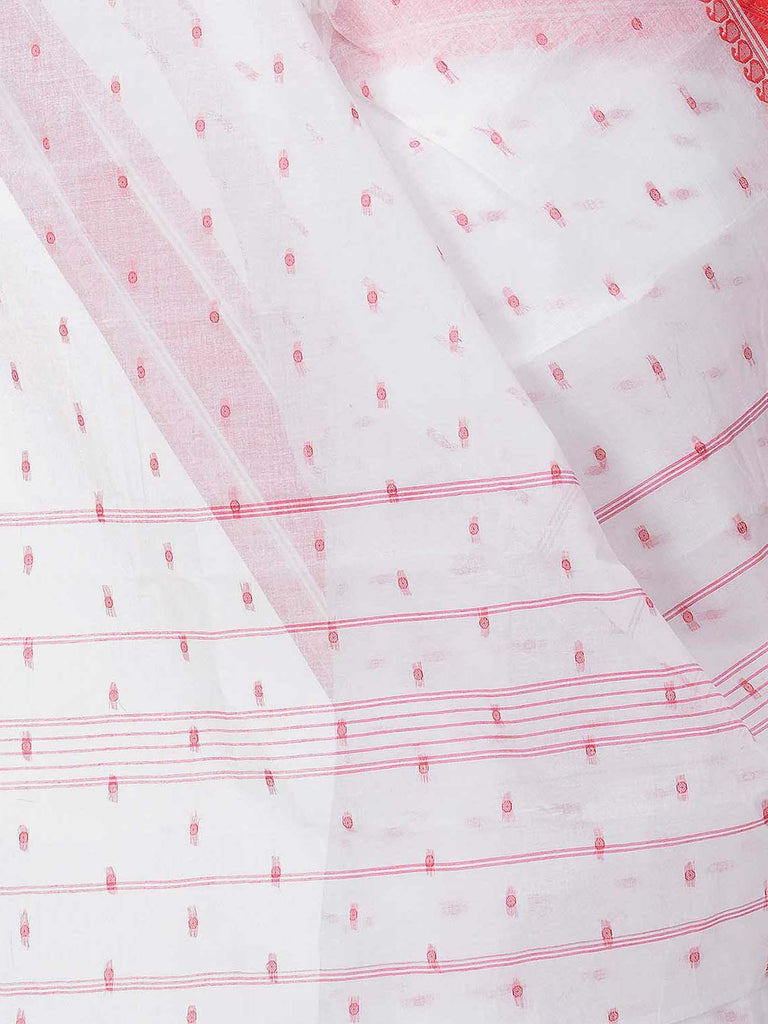 Women's Cotton White Tant Saree