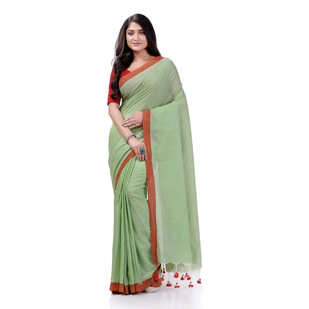 Women's Lime Green Handspun Cotton Handloom Saree