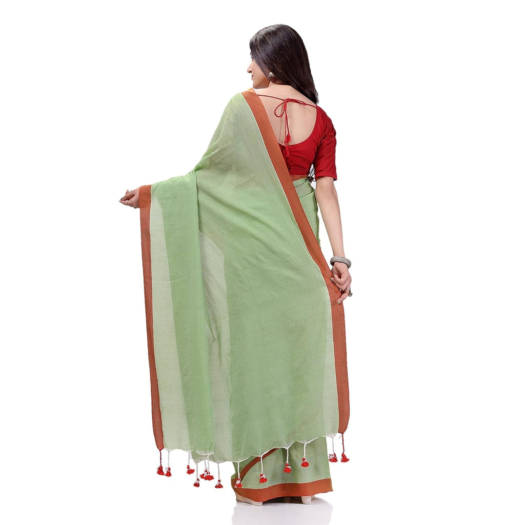 Women's Lime Green Handspun Cotton Handloom Saree