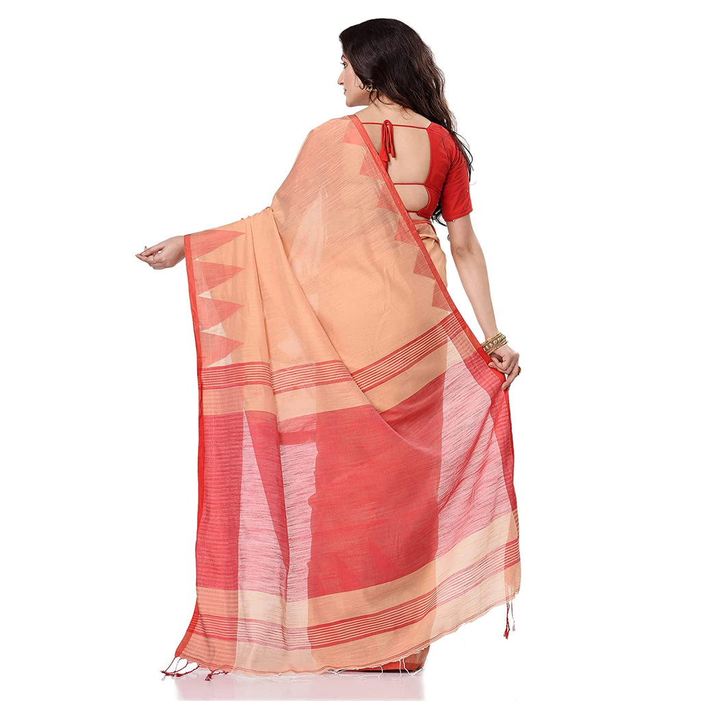 Women's Cotton Blend Beige Handloom Saree