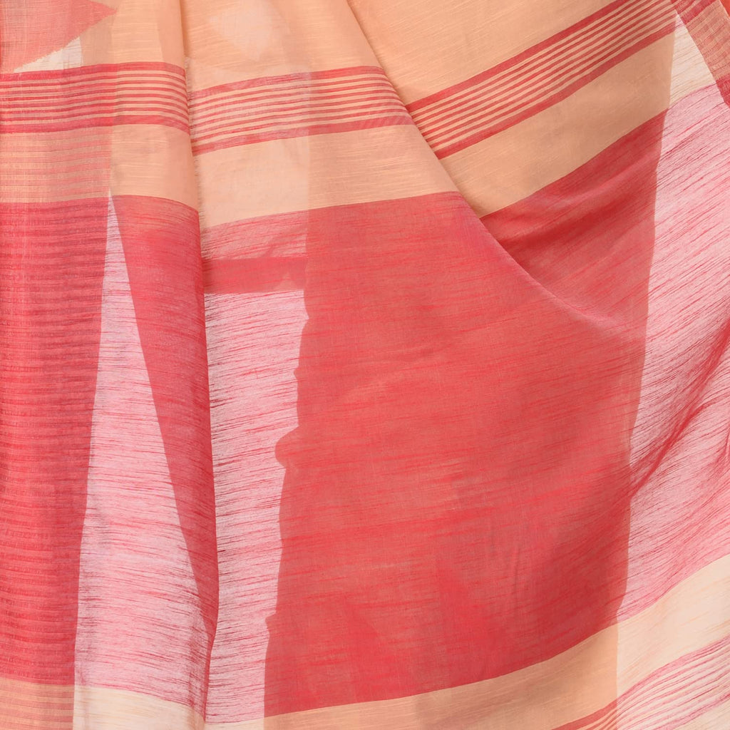 Women's Cotton Blend Beige Handloom Saree