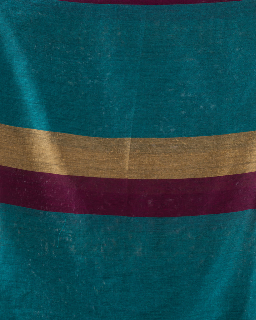 Women's Handspun Cotton Teal Handloom Saree