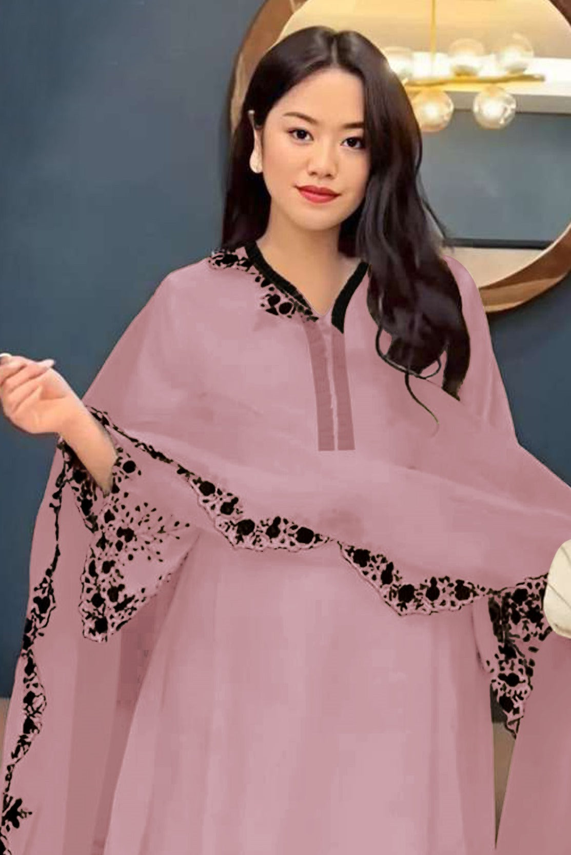 Women's Pink Embroidered Faux Georgette Free Size Stitched Pakistani Salwar Suit | Trendia Global Women's Pink Embroidered Faux Georgette Free Size Stitched Pakistani Salwar Suit | Trendia Global
