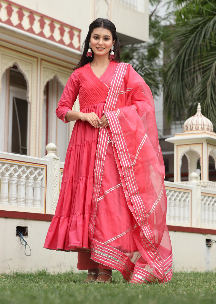 Women's Persian Butter Cup Tiered Angrakha Set