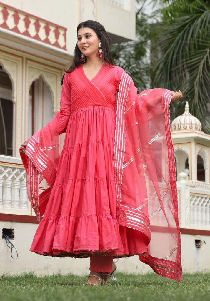 Women's Persian Butter Cup Tiered Angrakha Set
