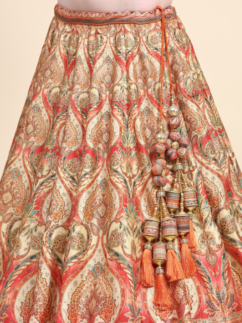 Women's  Embroidered Lehenga Blouse with waistbelt set- 4pc set - Phenav