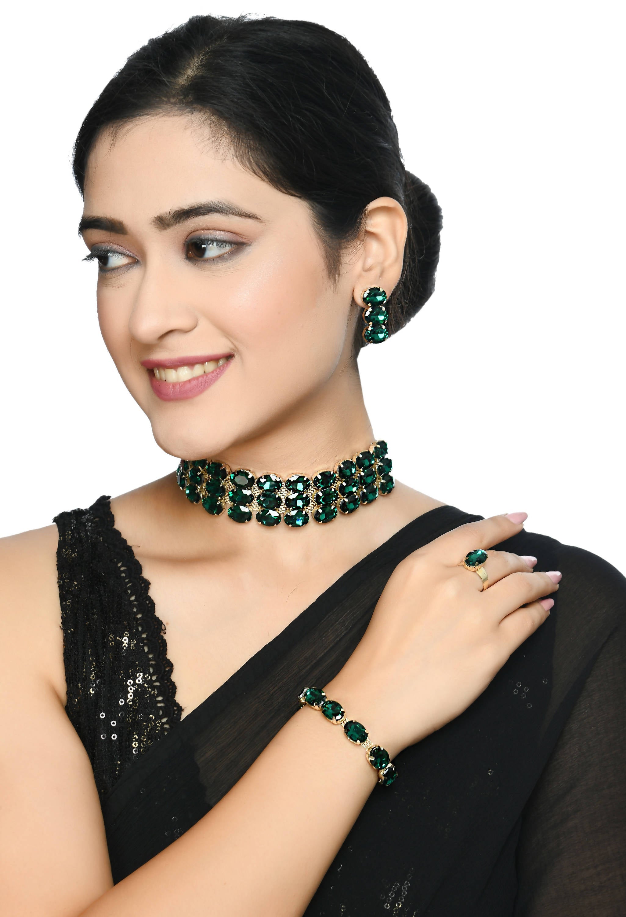 Johar Kamal Designer Choker Set with Earrings, Bracelet and