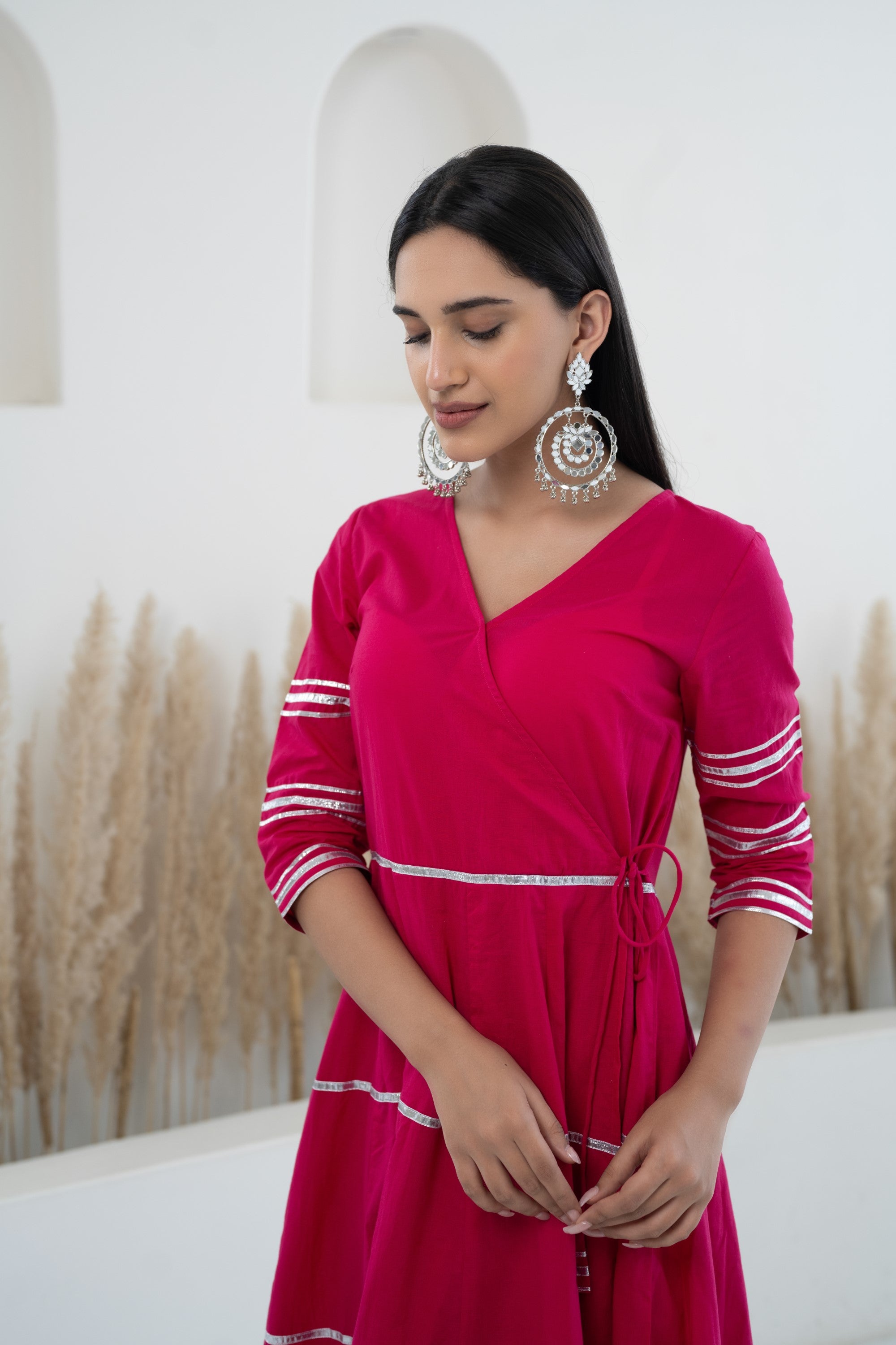 Women’s Pink Anarkali Gown with Dupatta by Myshka- 2 pc set