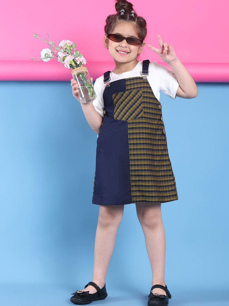 Girl's Olive Cotton Printed Dress