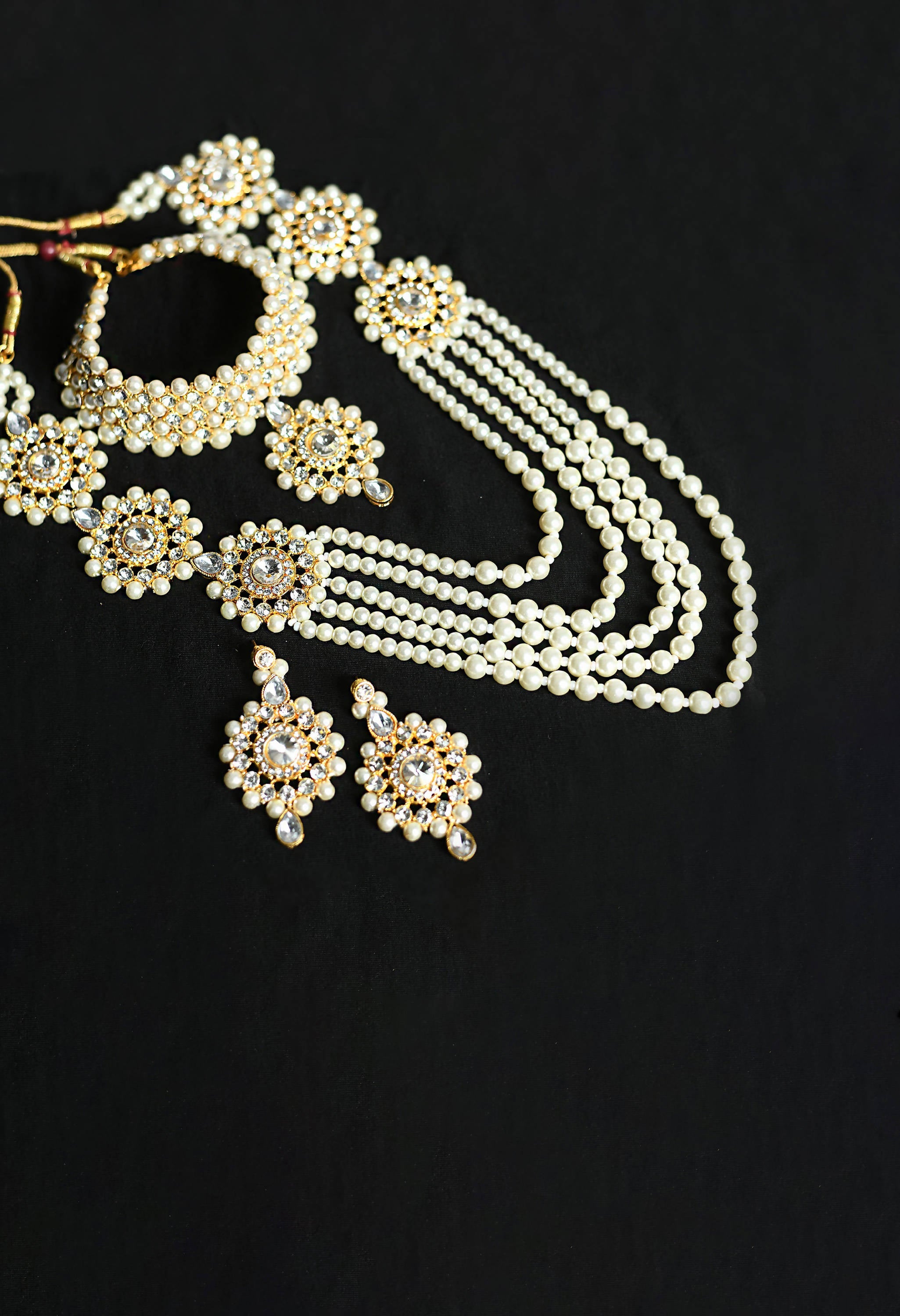 Johar Kamal Gold plated with stone and pearls Combo Set Nec