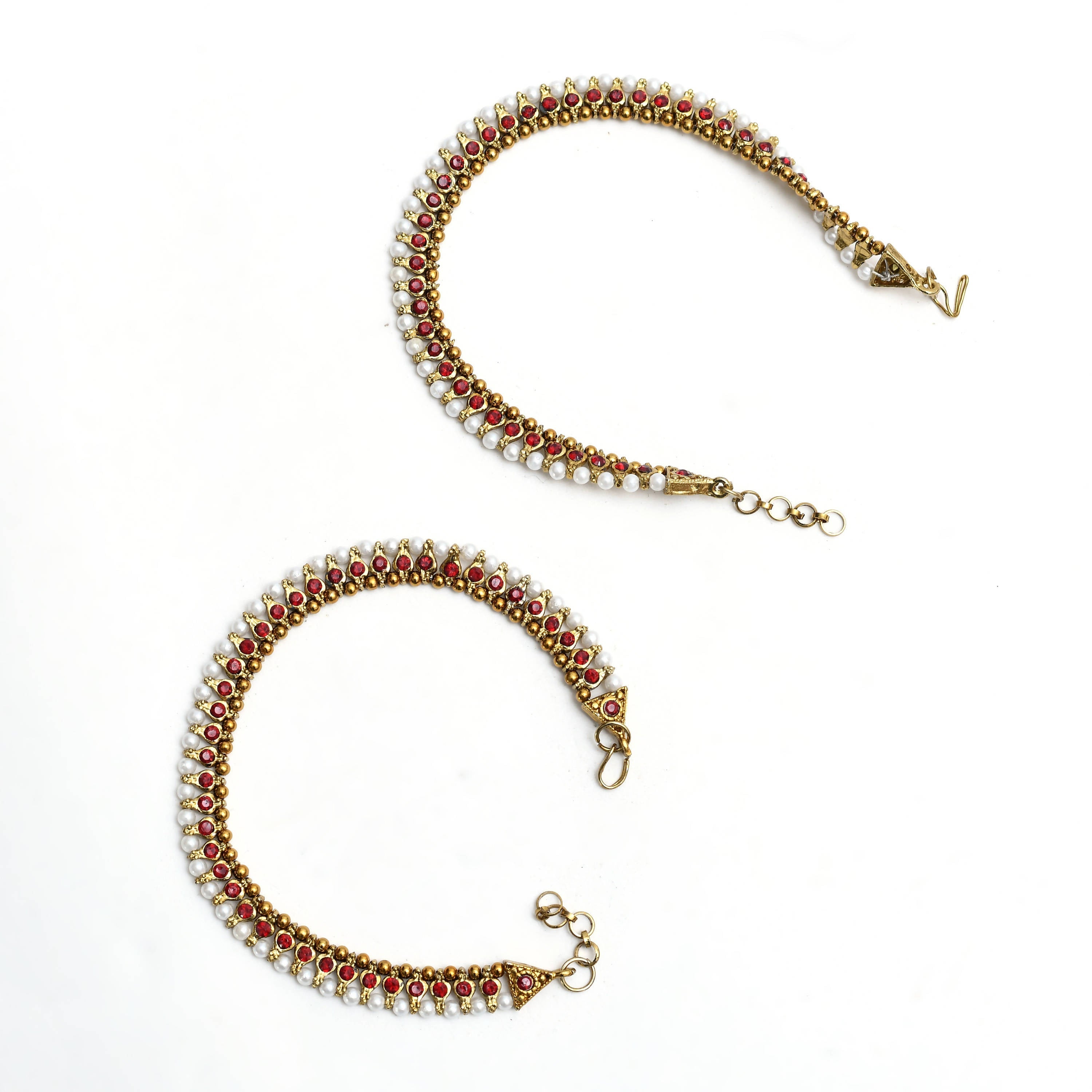 Johar Kamal Gold-Toned Kundan & Pearls Anklets for Women and Gir