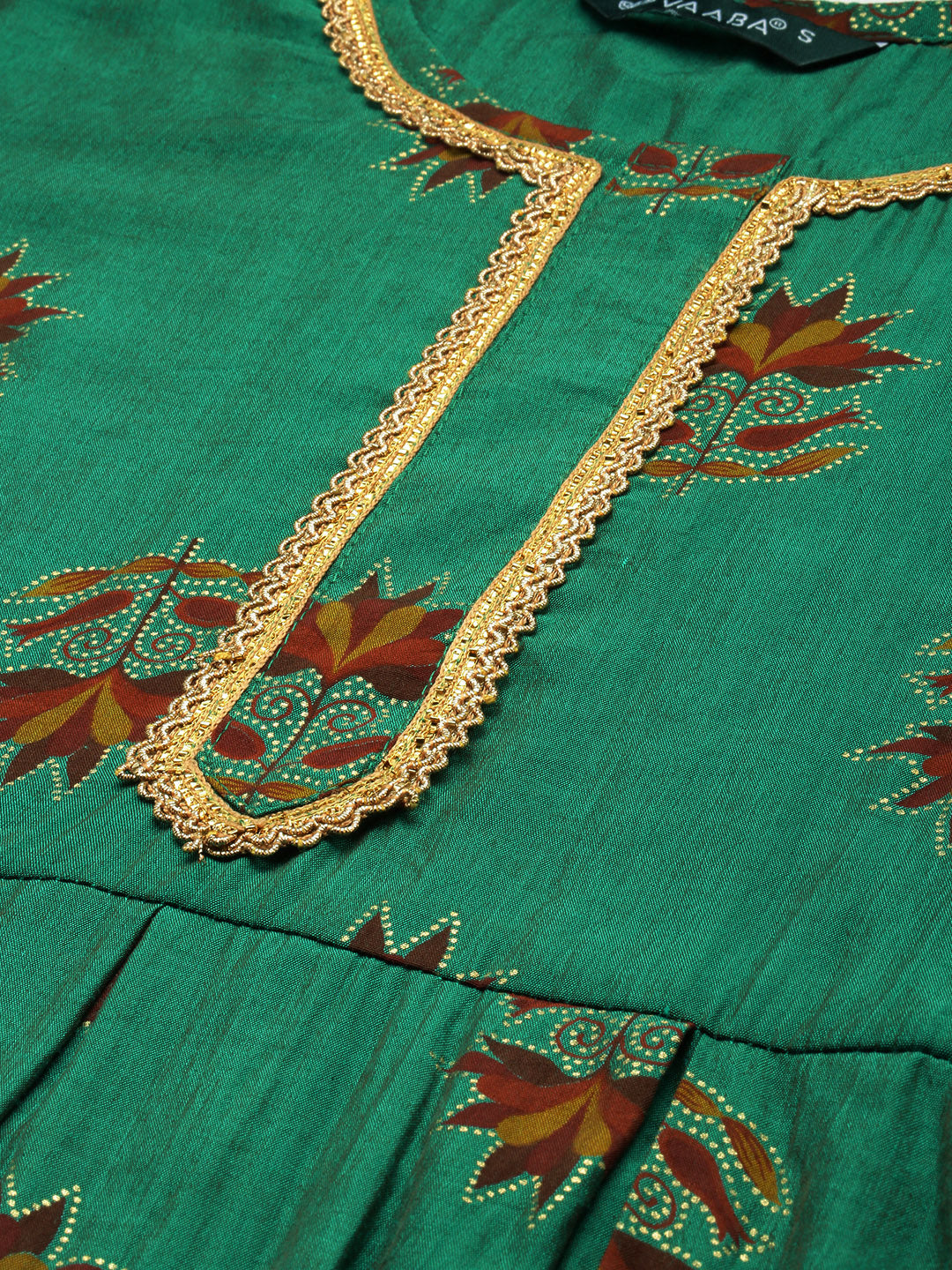 Women's Green Color Muslin Foil Printed Kurta Sharara With Dupatta - VAABA USA