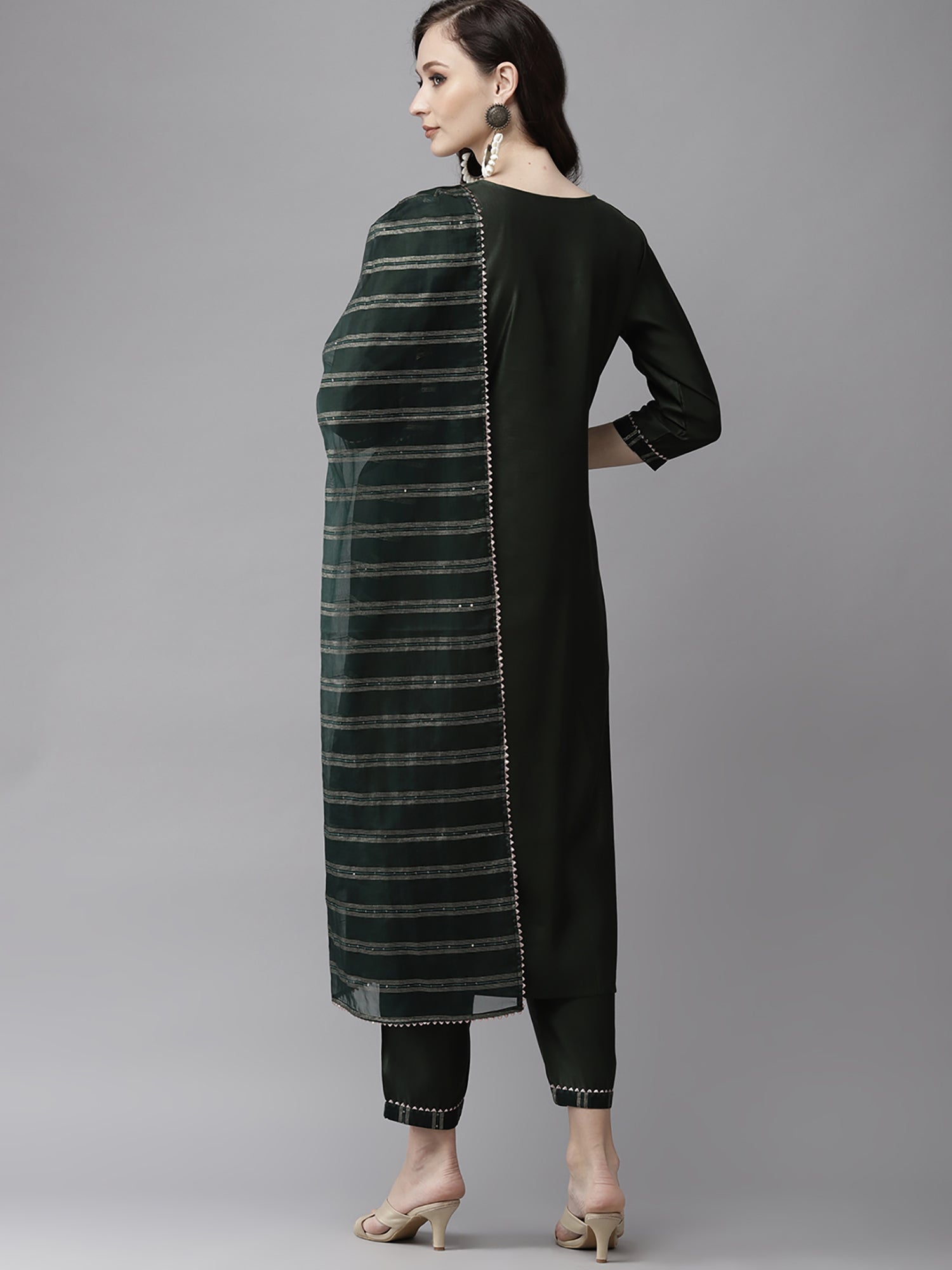 Women's Green Liva Kurta Set - Taantav