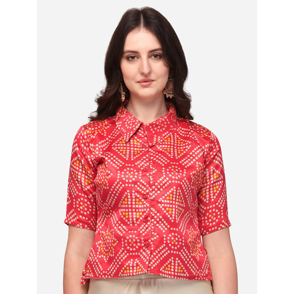 Women's Ethnic Motifs Digital Print Shiney Satin Croptop Lehenga Choli With Unstitched Blouse