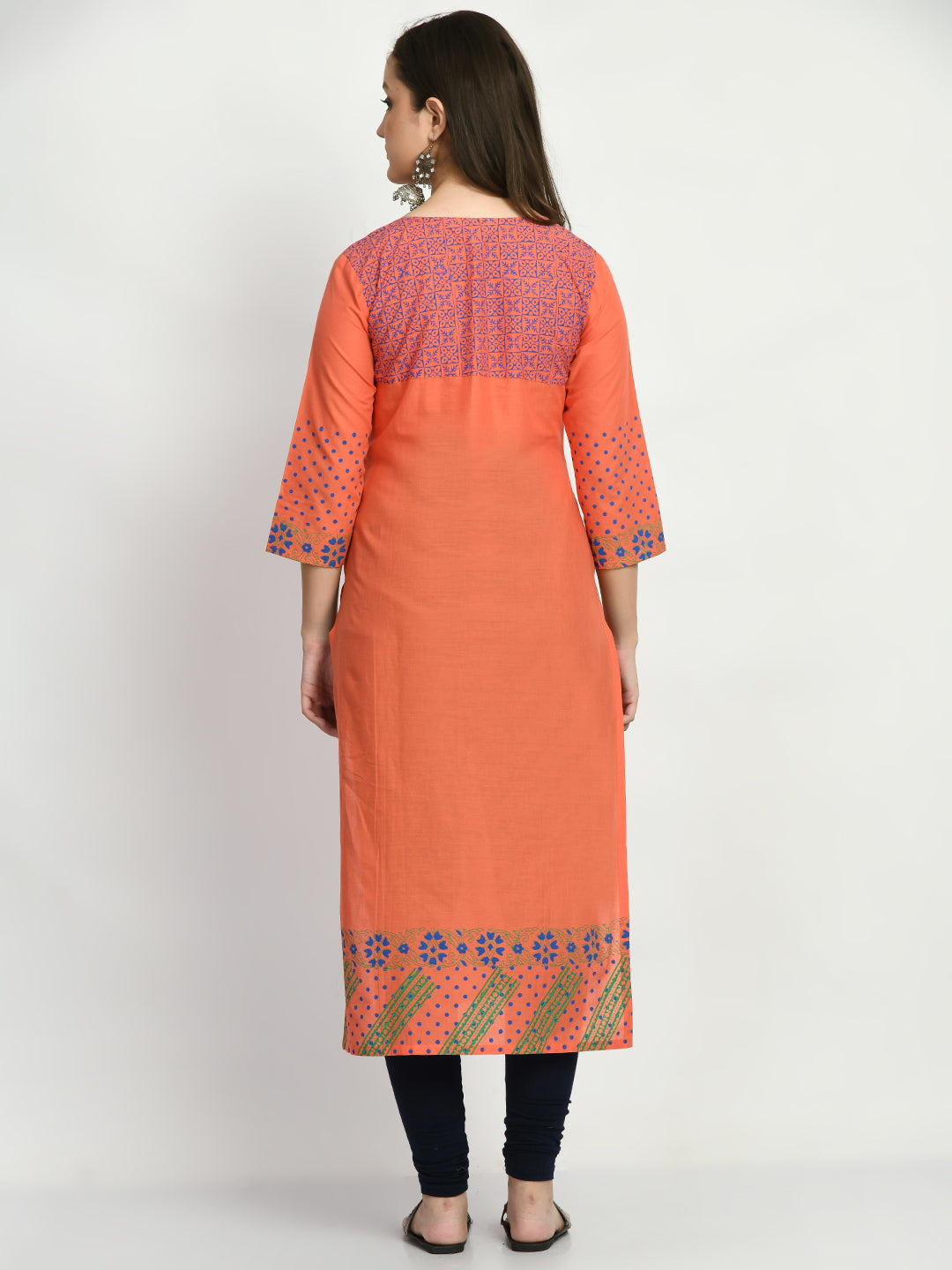 Women's Peach Hand block Printed Kurta - Taantav