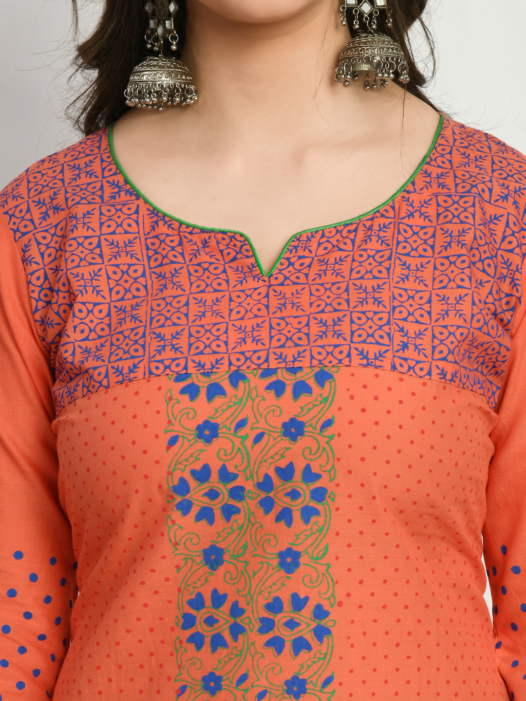 Women's Peach Hand block Printed Kurta - Taantav