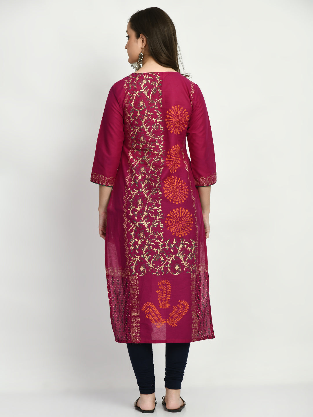 Women's Purple Hand block Printed Kurta - Taantav