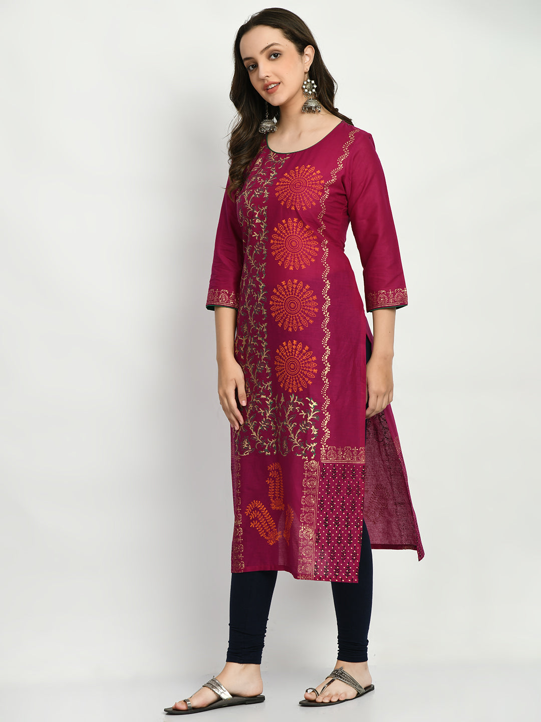 Women's Purple Hand block Printed Kurta - Taantav