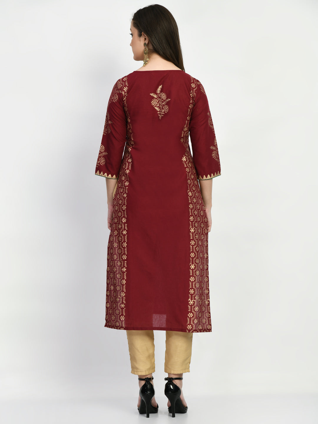 Women's Brown Hand block Printed Kurta - Taantav