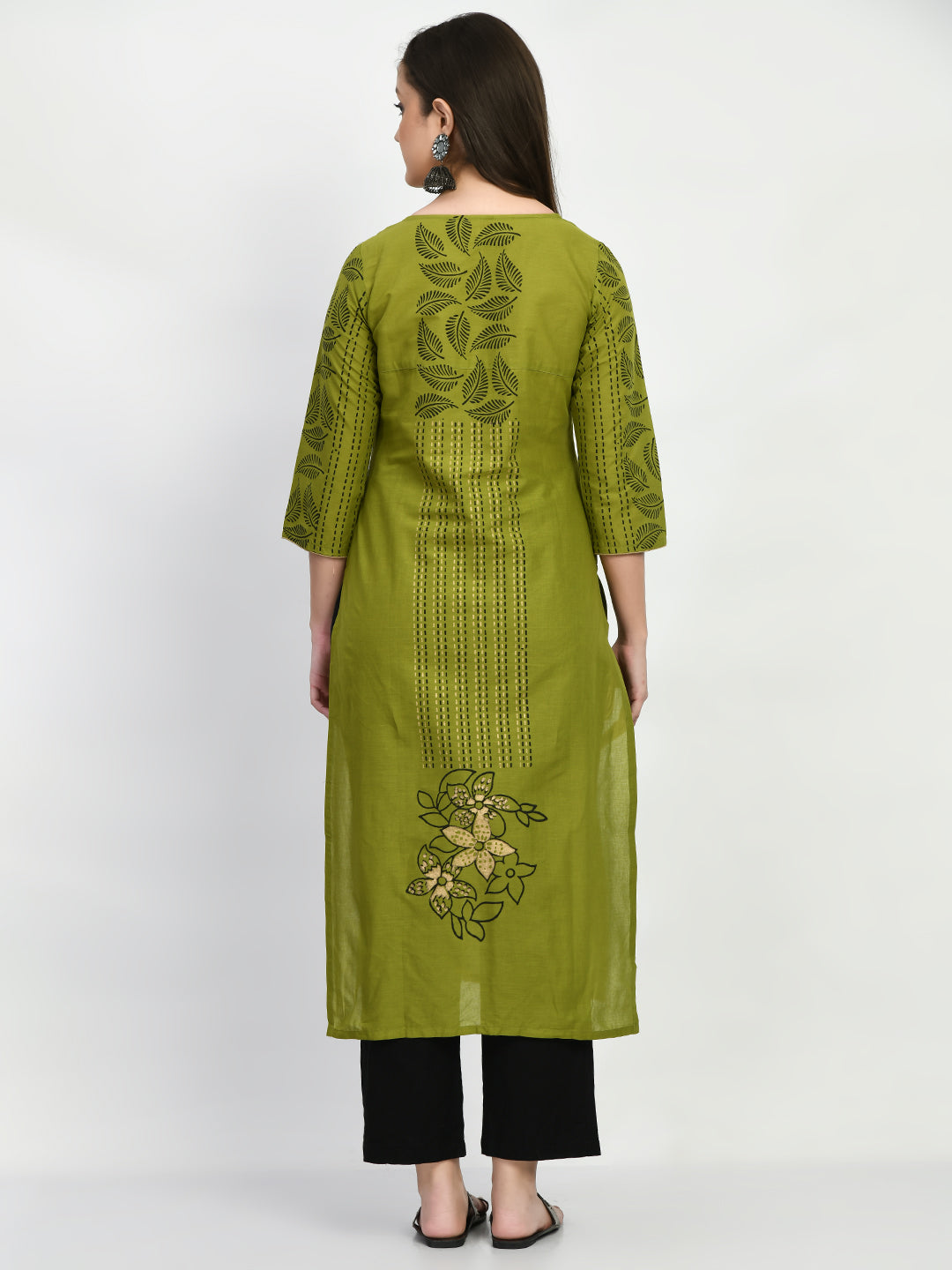 Women's Green Hand block Printed Kurta - Taantav