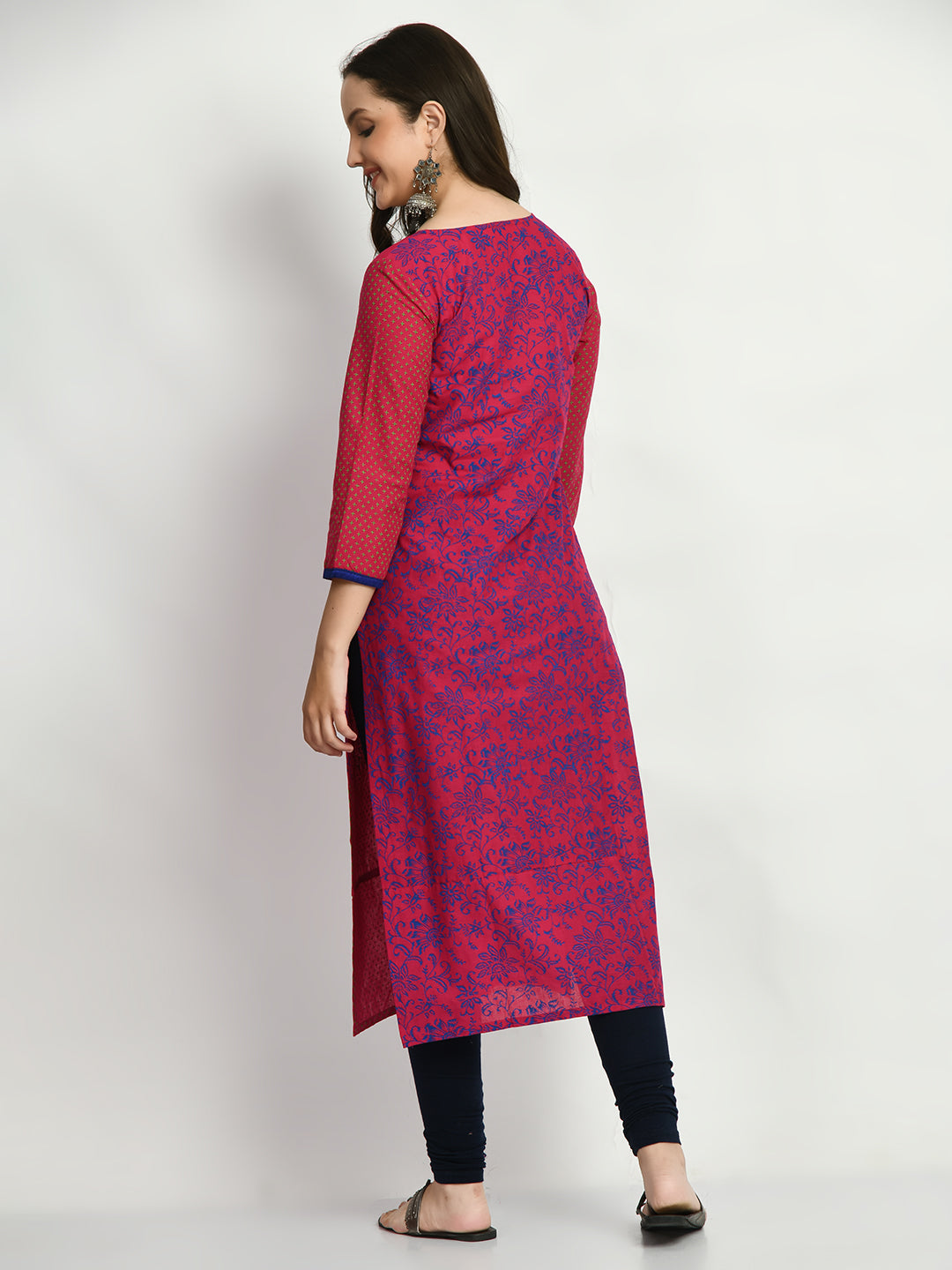 Women's Magenta Hand block Printed Kurta - Taantav