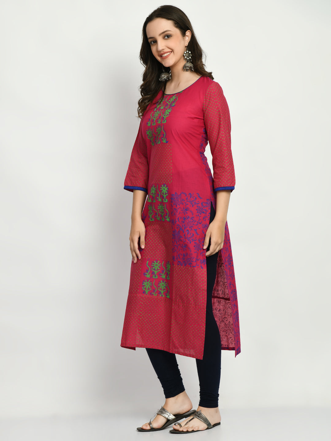 Women's Magenta Hand block Printed Kurta - Taantav