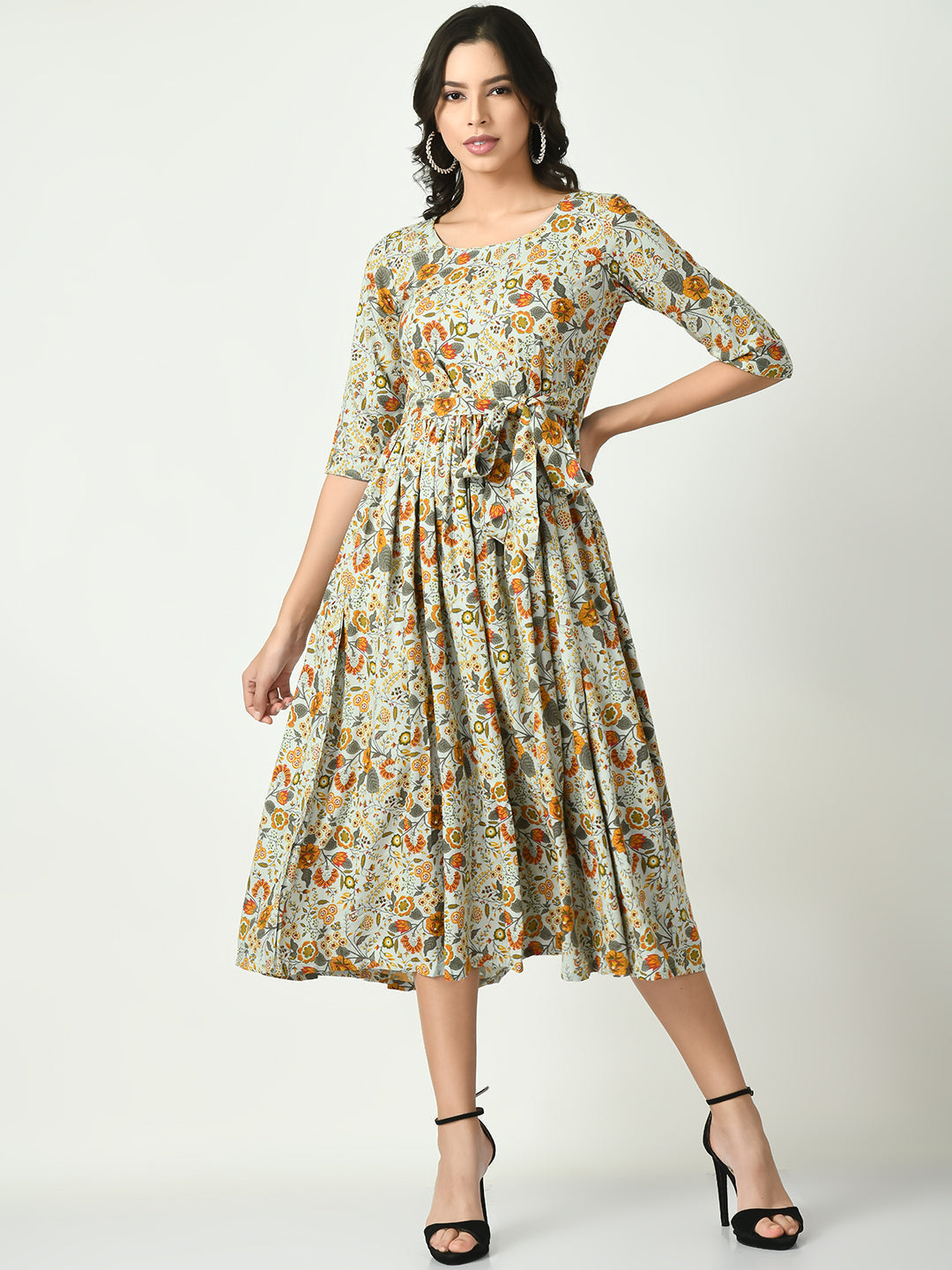 Women's Multi Printed Midi Dress