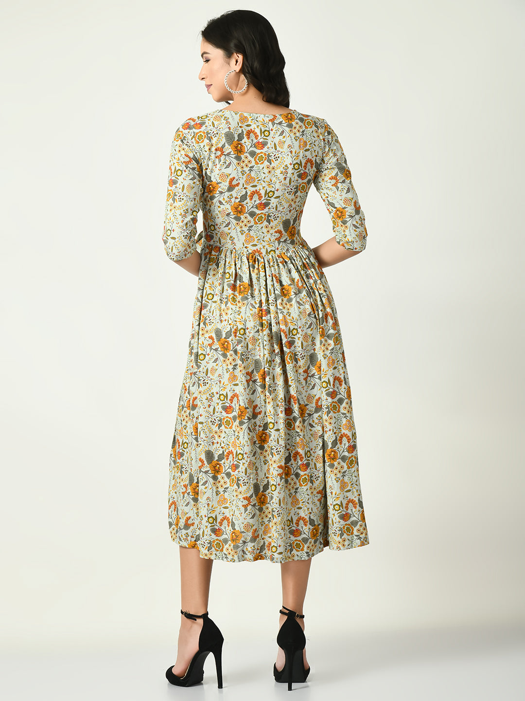 Women's Multi Printed Midi Dress