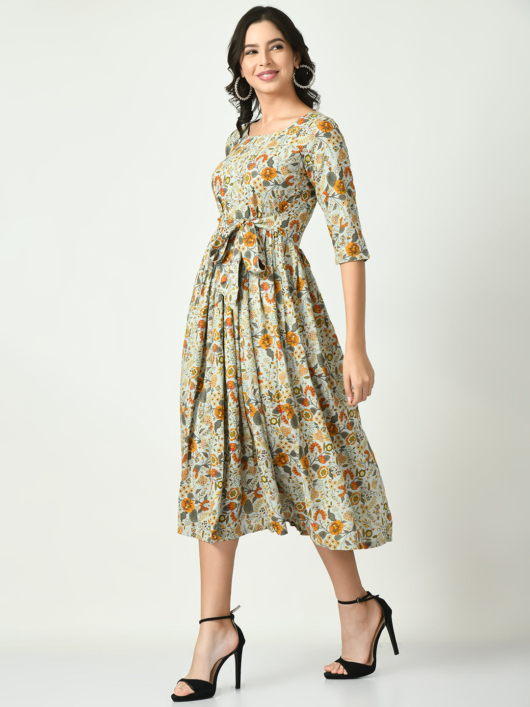 Women's Multi Printed Midi Dress