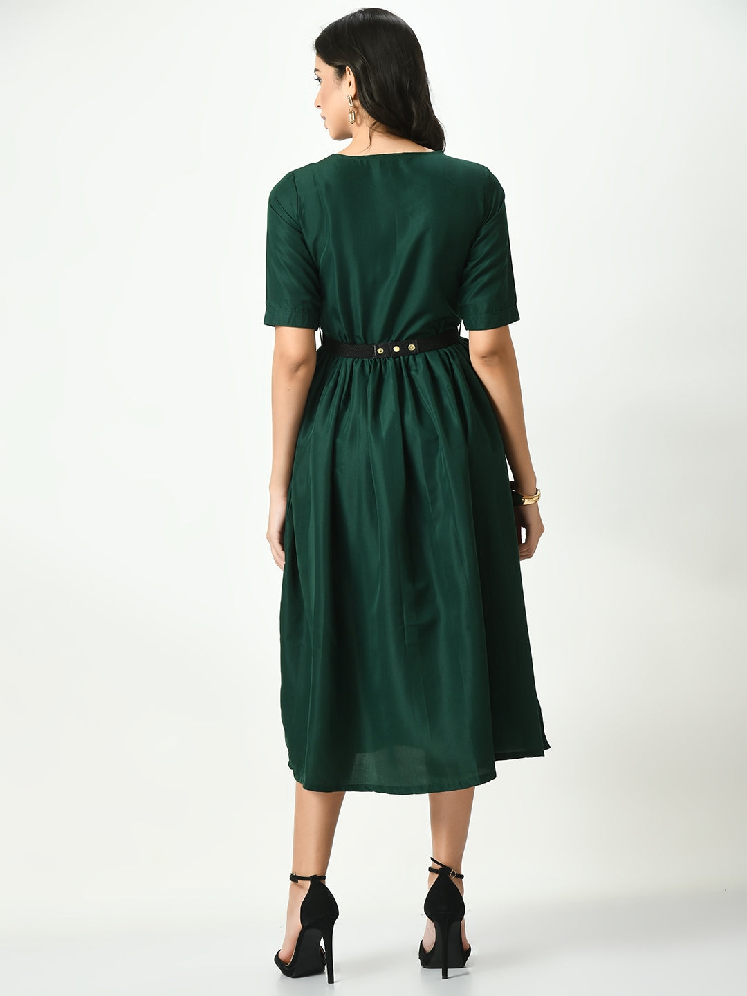 Women's Green Stylish Midi Dress For