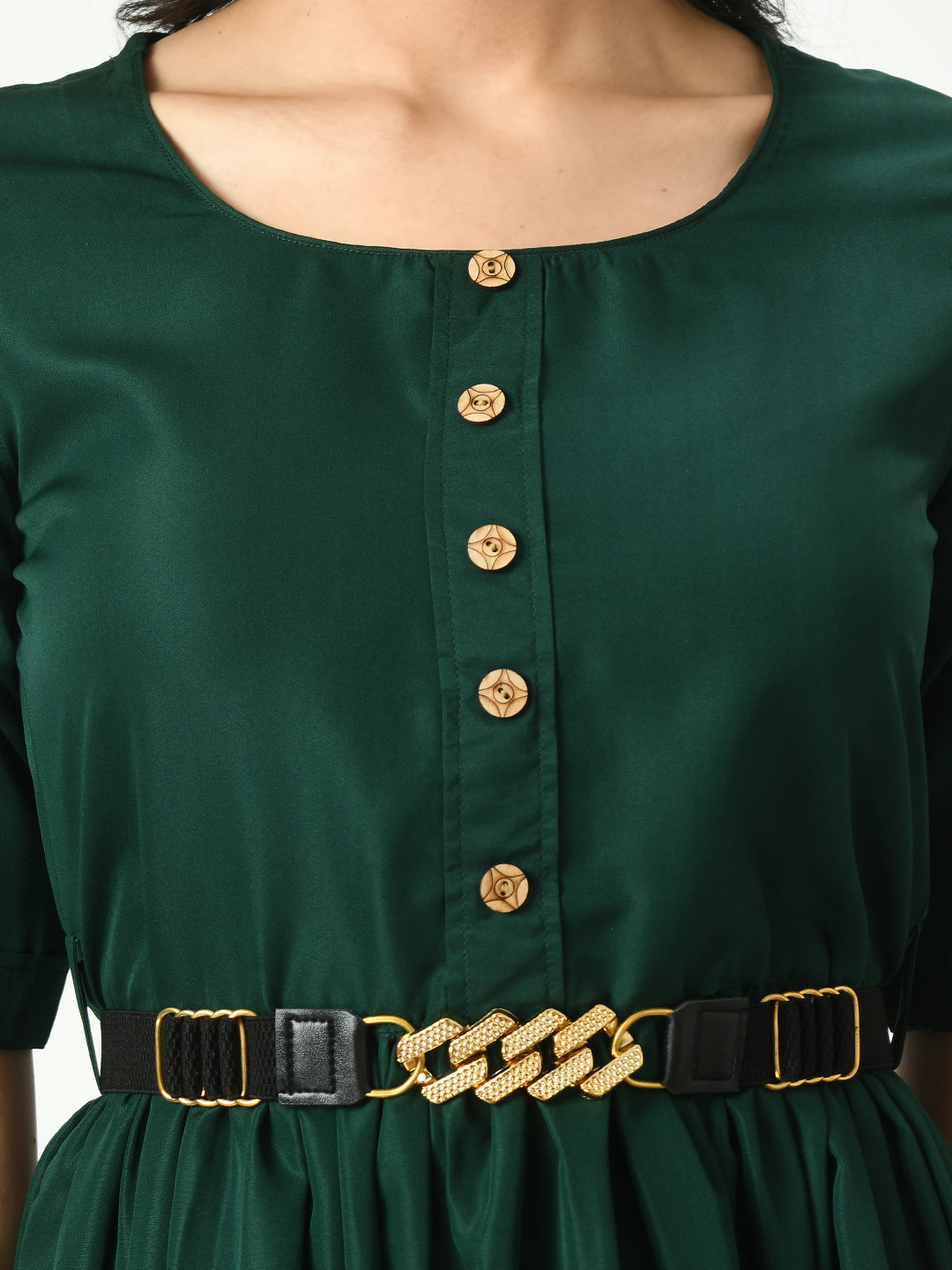 Women's Green Stylish Midi Dress For
