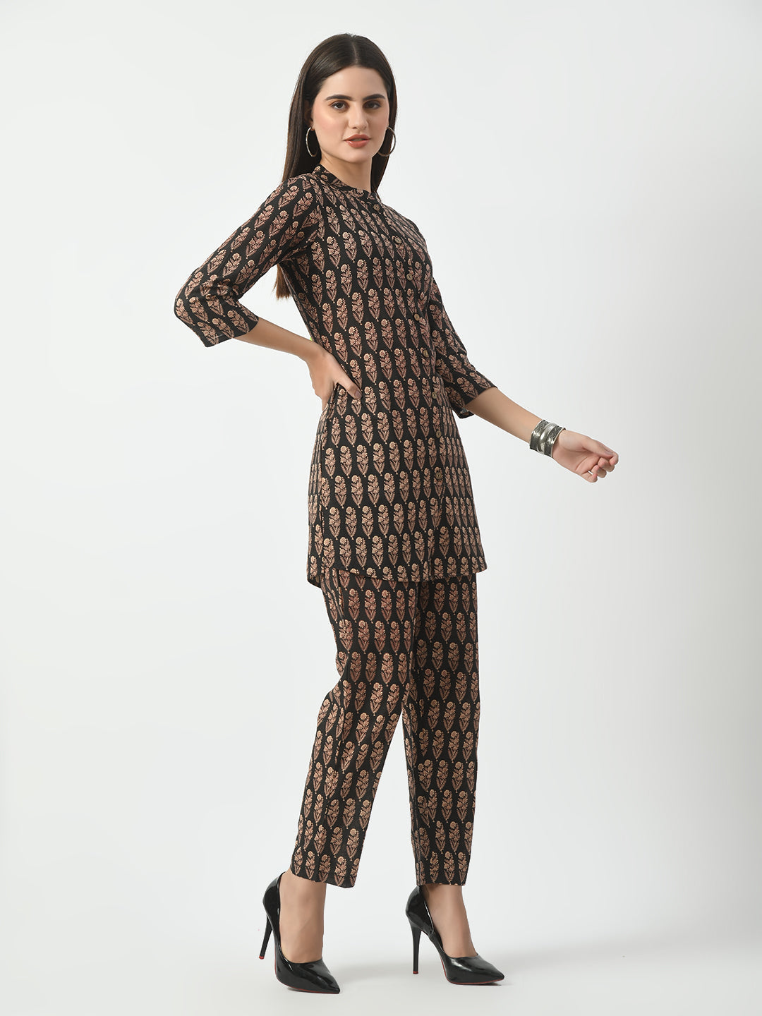 Women's Black Printed Co-ord Set For Women - Taantav