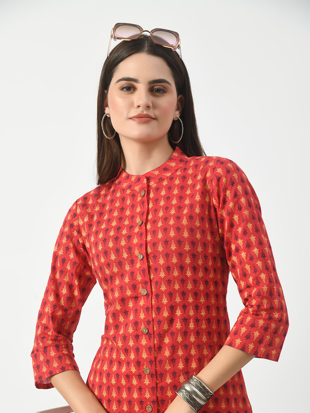 Women's Red Printed Co-ord Set For Women - Taantav