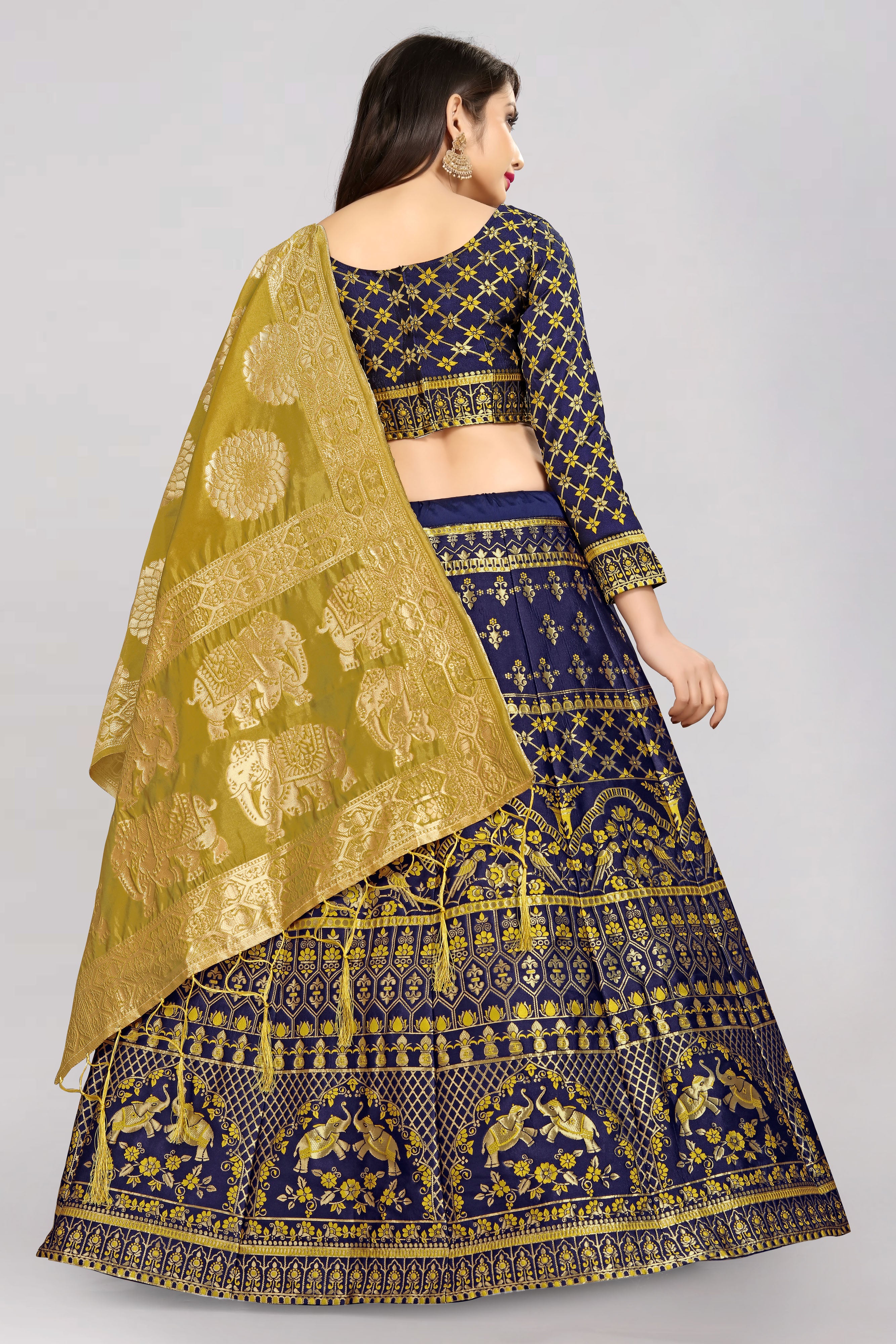 Women's Navy Blue Color Lehenga Set - Fabcartz