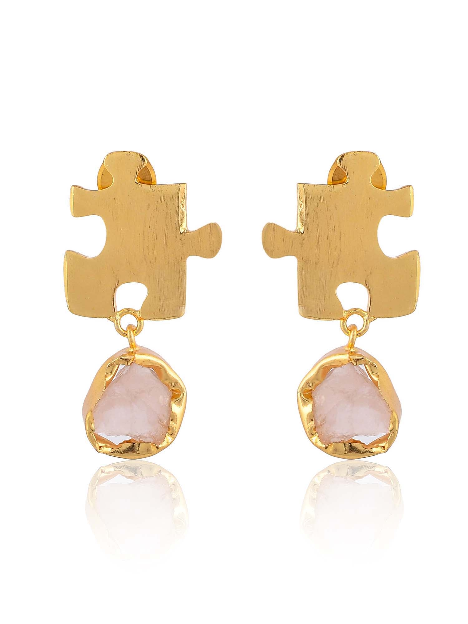 Women's Puzzle Rough Drop Earrings - Zurii Jewels
