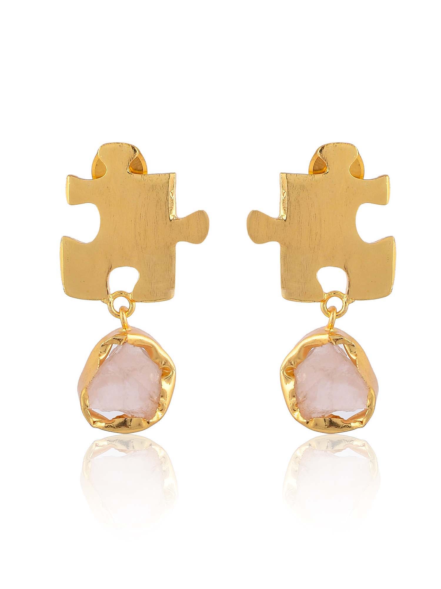 Women's Puzzle Rough Drop Earrings