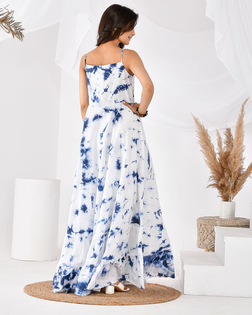 Women's Blue shibori maxi dre
