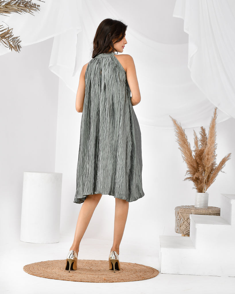 Women's Grey Pleated Dress