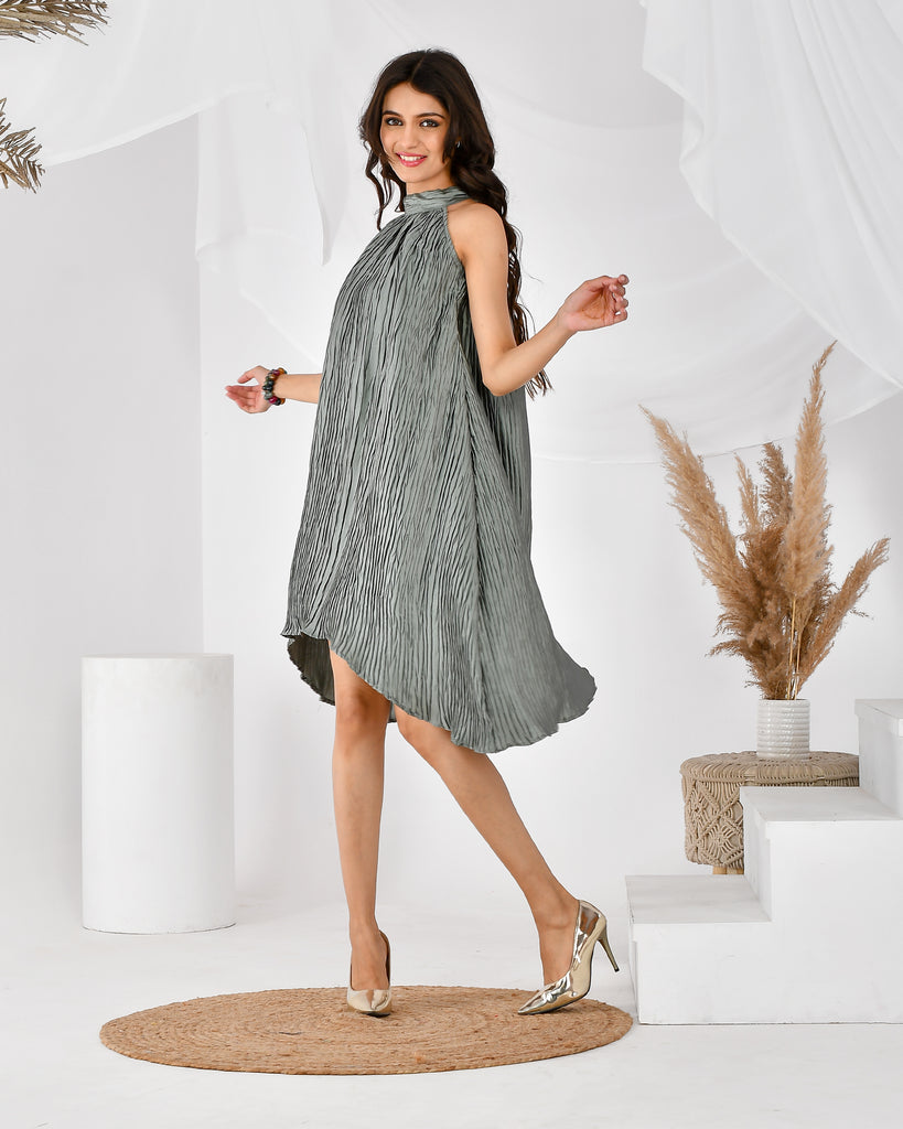 Women's Grey Pleated Dress