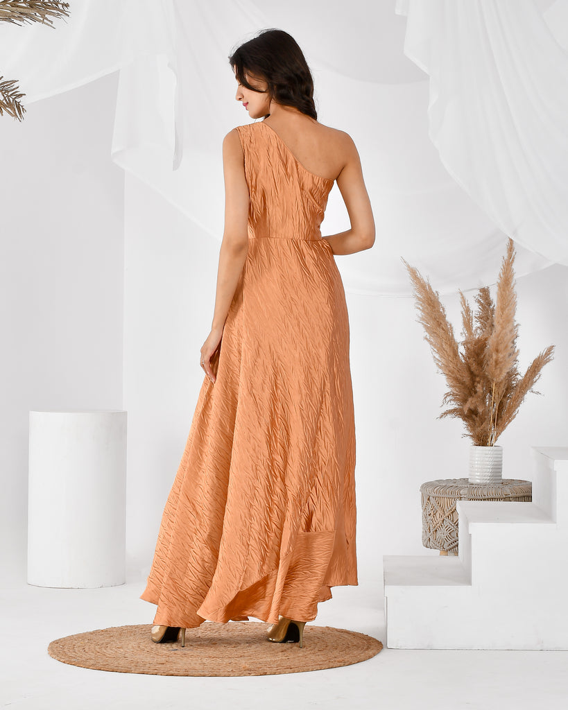 Women's Golden One Shoulder Dress