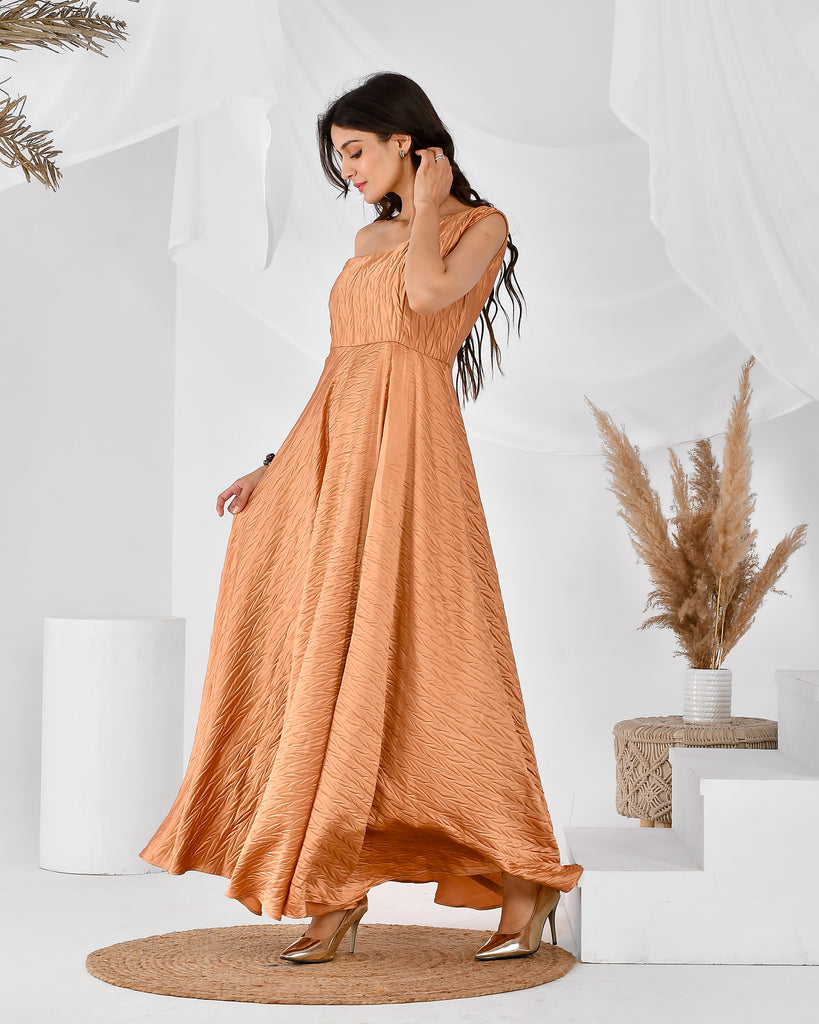 Women's Golden One Shoulder Dress