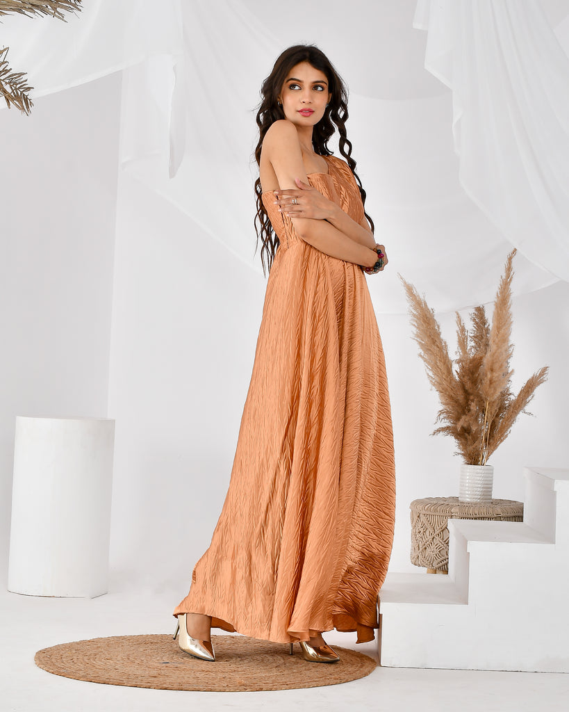 Women's Golden One Shoulder Dress