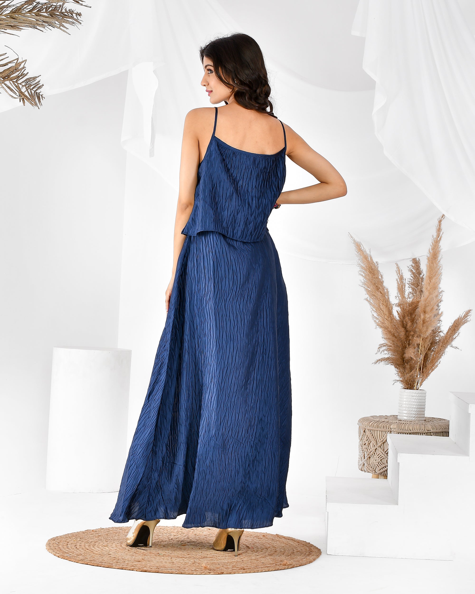 Women's Blue Pleated Dress - Rangpur