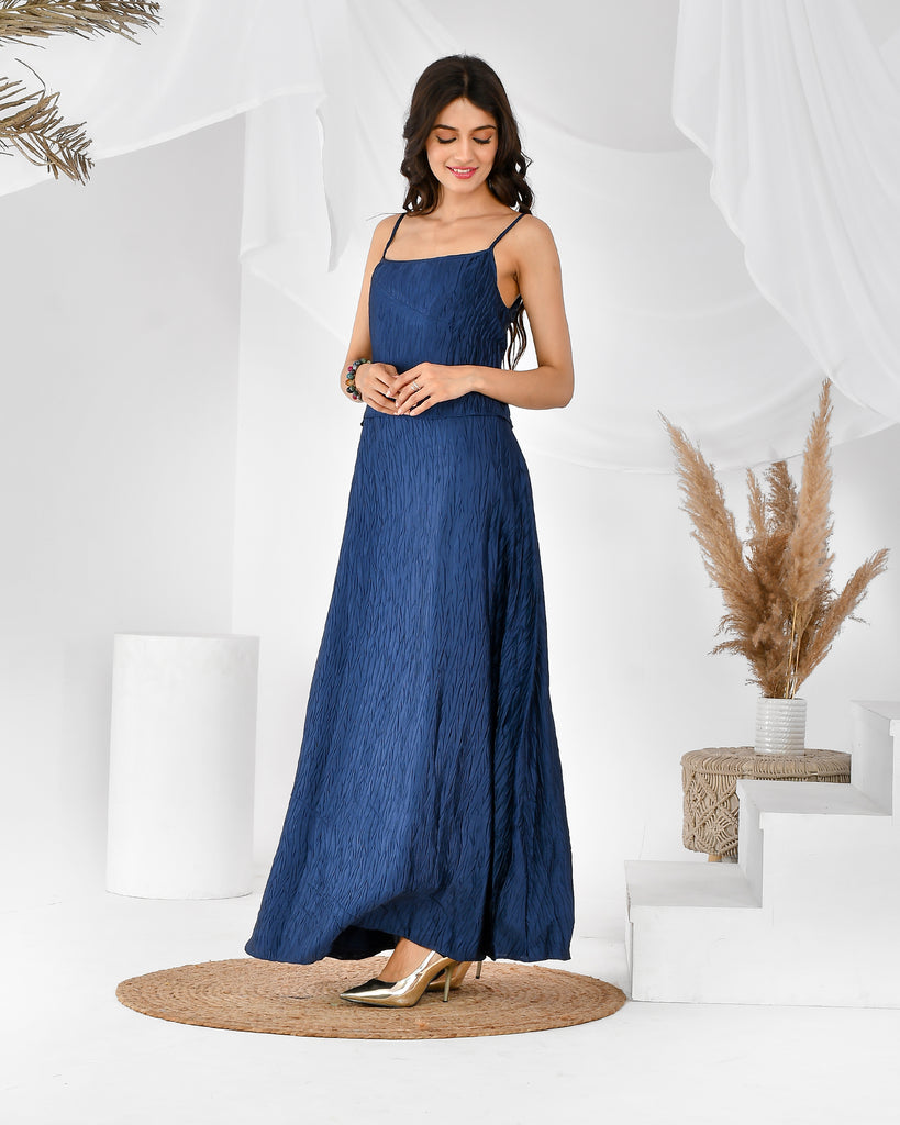 Women's Blue Pleated Dress