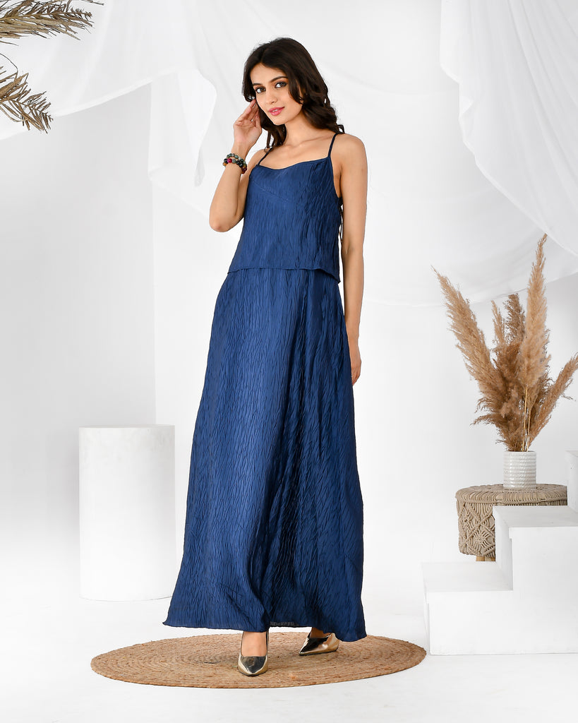 Women's Blue Pleated Dress