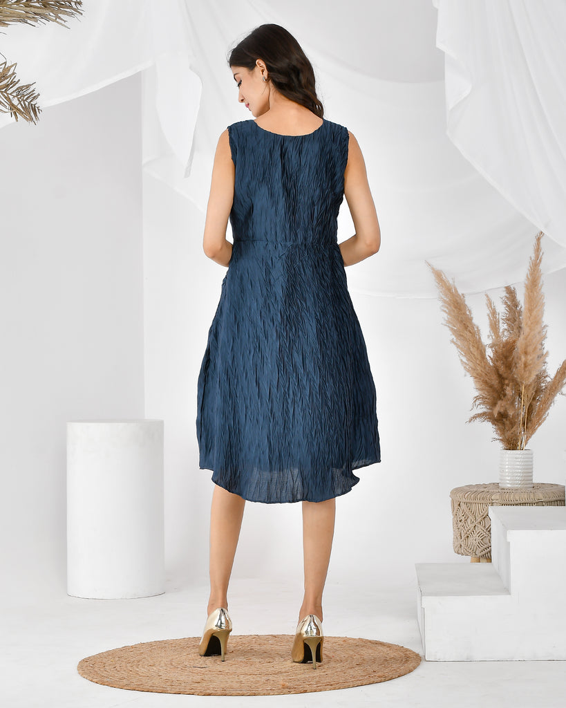 Women's Blue Pleated Dress